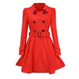 Forthery Women Double Breasted Pea Coat Winter Trench ...